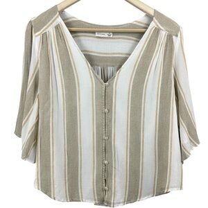 Gentle Fawn Striped Rayon Button Down Blouse Size Medium